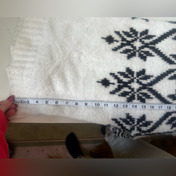 Free People Oversized Chunky Knit Fireside Tunic Sweater Ivory Black Medium - Picture 15 of 16